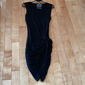 M.   Gorgeous Young Fabulous & Broke Black Draped Midi Dress   REVOLVE